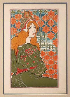 Lithographie en couleur Louis Rhead « Jane », 1897