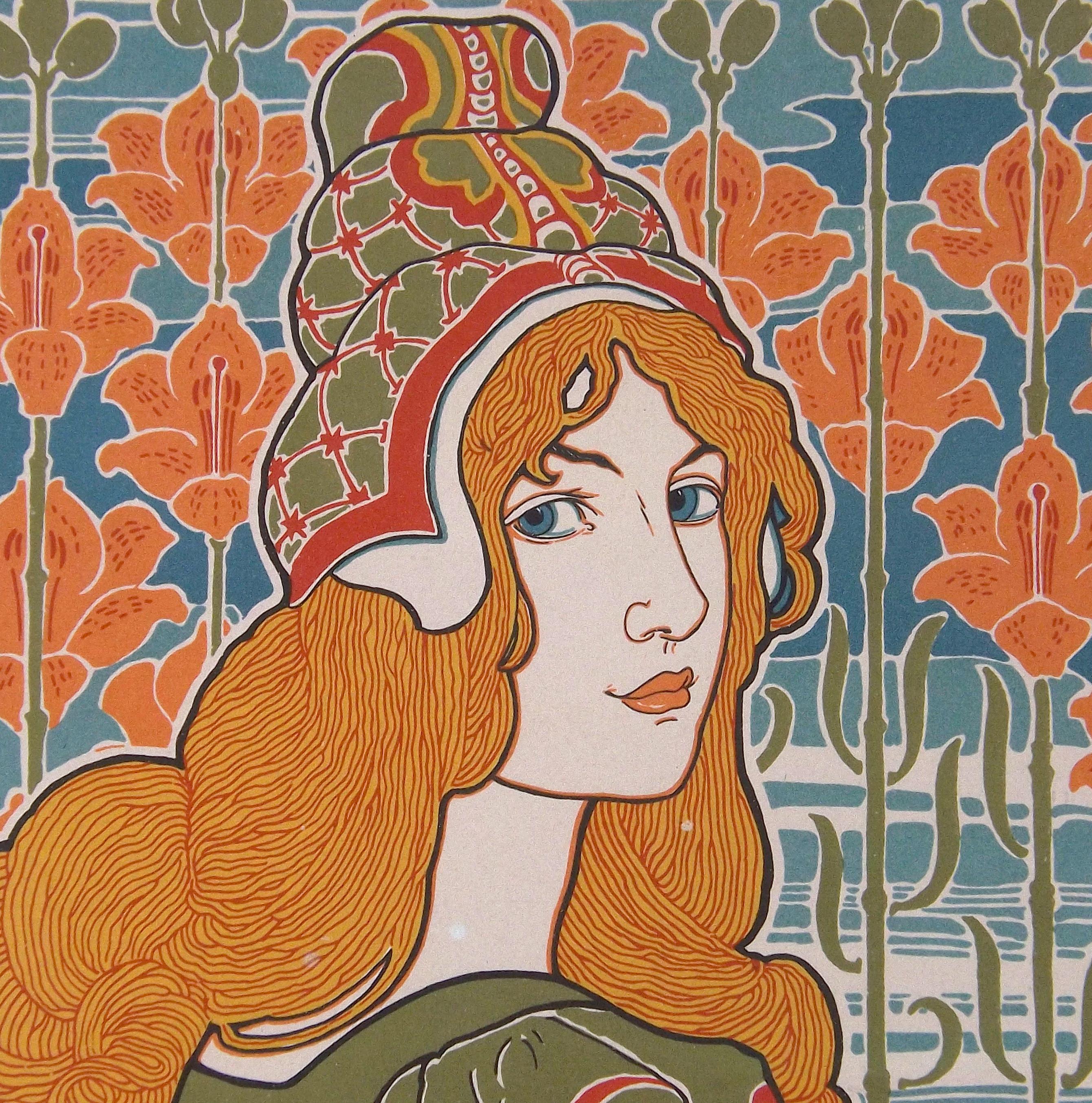 Farblithographie „Jane“ von Louis Rhead, 1897 (Art nouveau) im Angebot