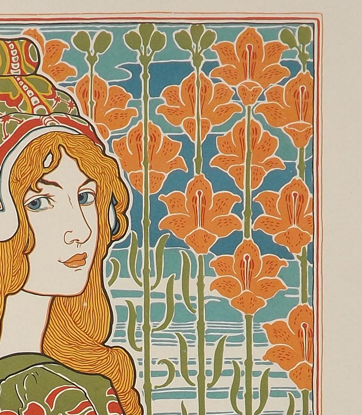 Farblithographie „Jane“ von Louis Rhead, 1897 (Papier) im Angebot