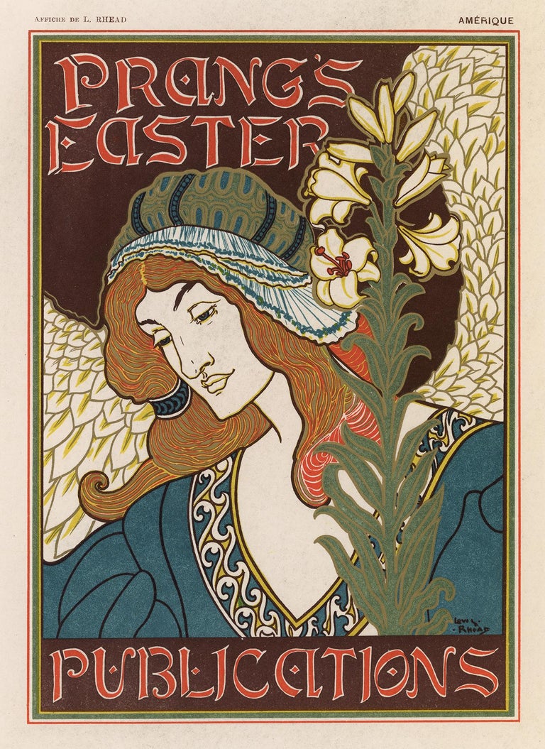 Louis Rhead - Prang's Easter by Louis Rhead, Art Nouveau Japon lithograph,  edition of 25, 1897 For Sale at 1stDibs