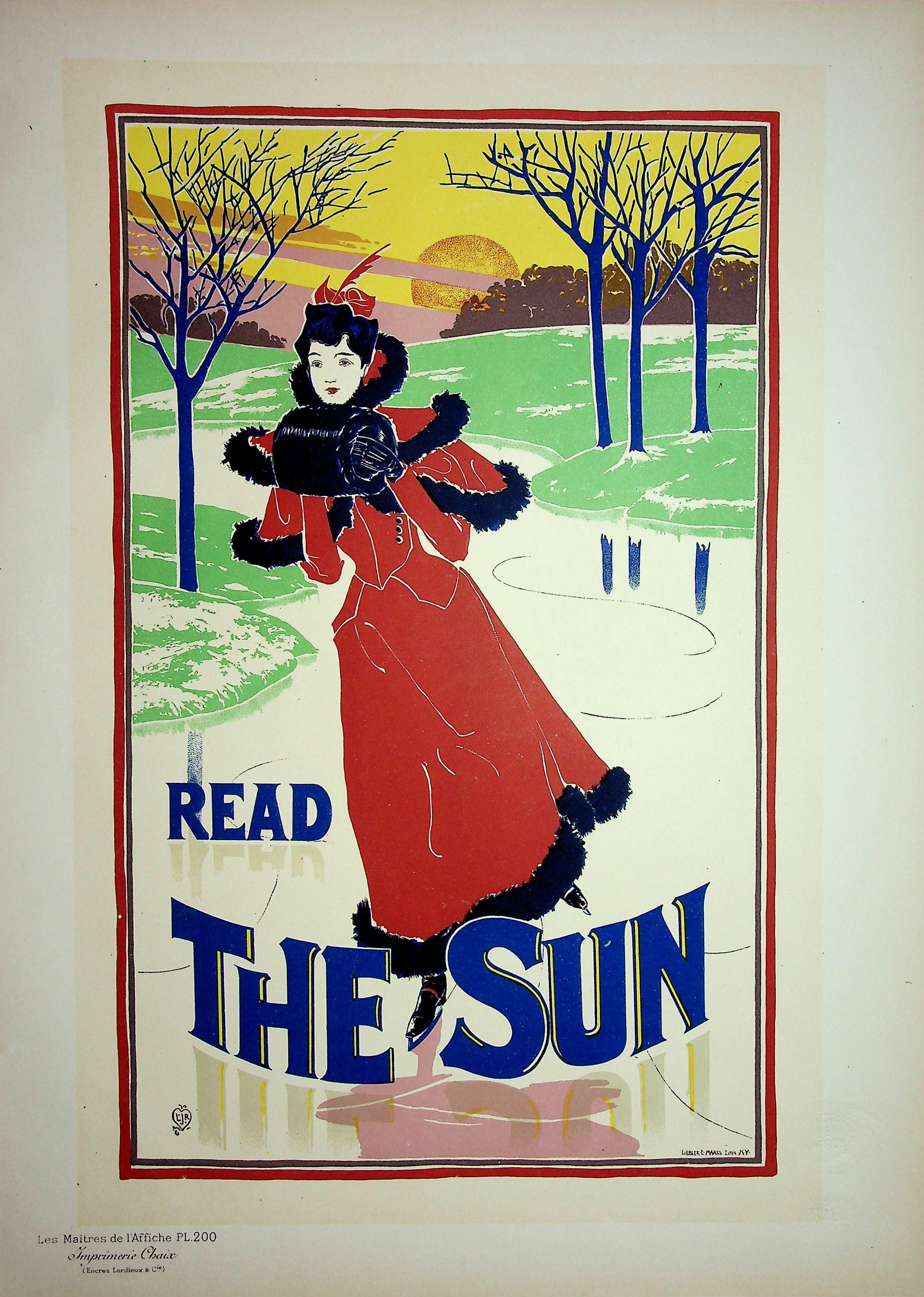 Figurative Print de Louis Rhead - El patinador sobre hielo - Litografía original (Les Maîtres de l'Affiche), 1895