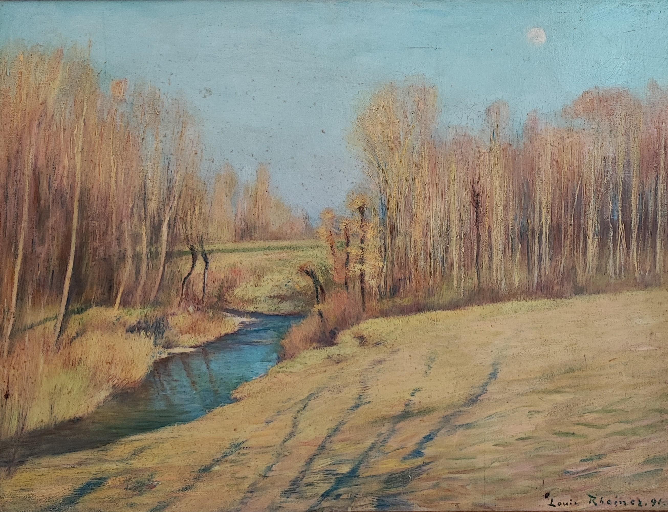 Landscape Painting Louis Rheiner - Paysage du lac