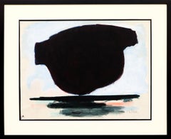 Original Mid-Century Modern Abstract Gouache Painting by Taos Artist Louis Ribak