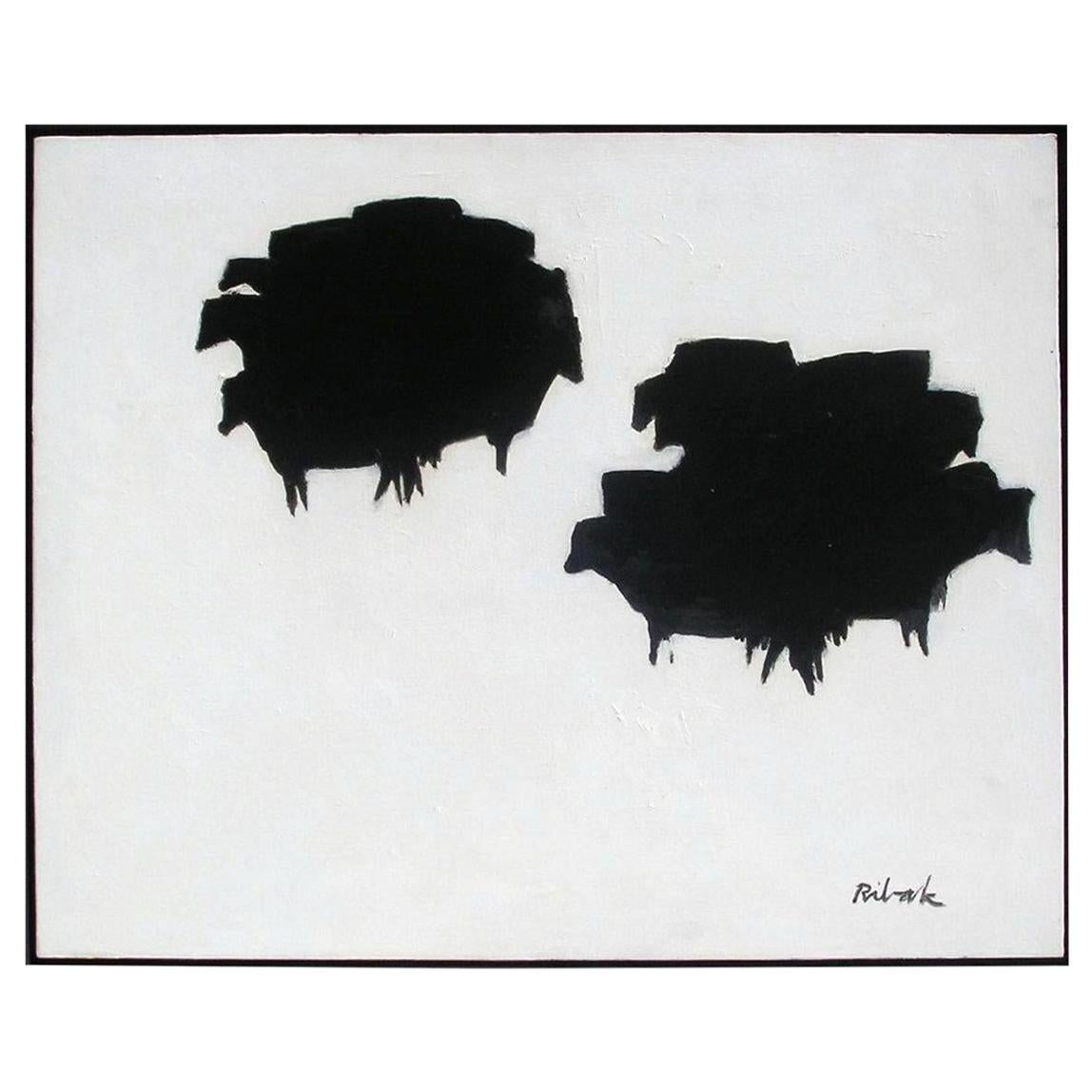 Louis Ribak New Mexico Modernist Abstract Painting, Black Angus