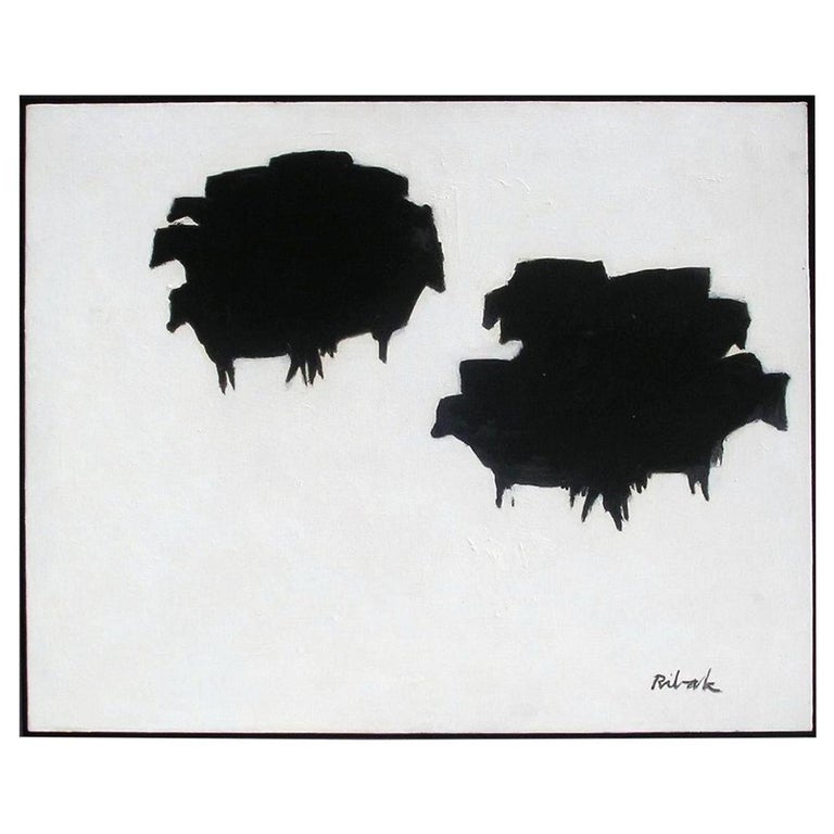 Louis Ribak New Mexico Modernist Abstract Painting, Black Angus For Sale