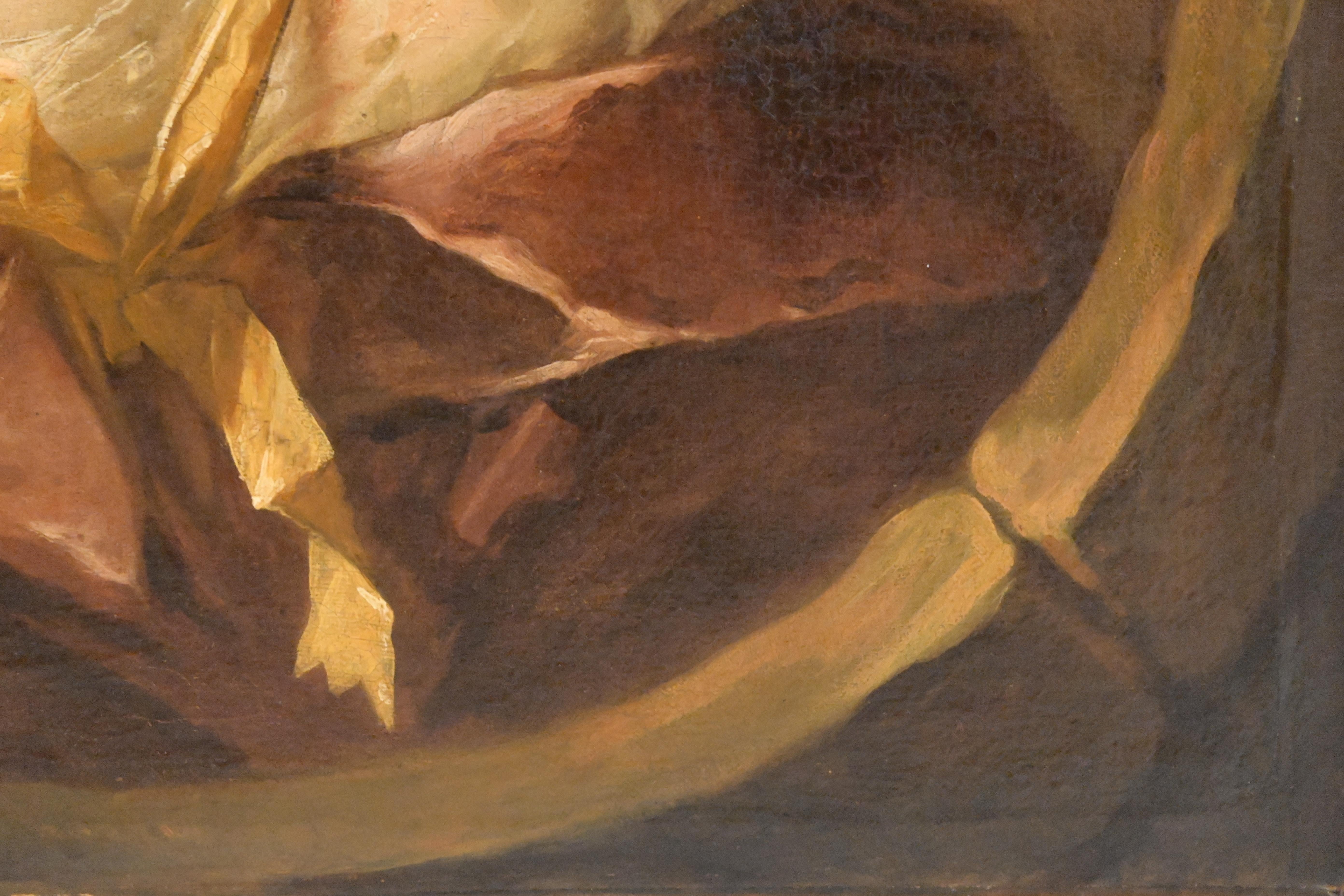 Louis-Richard-François DUPONT DE MONTFIQUET (Montfiquet 1731-Rouen 1765) Ritratto di donna di spalle in una finestra a occhio di bue, olio su tela (ingrandito di circa 3 cm ai lati), metà del XVIII secolo. 

Alcuni incidenti minori.

Provenienza: