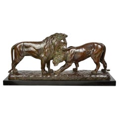 Antique Louis Riche, Bronze Study of Lions