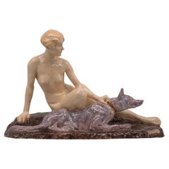 Louis RICHE Art déco français Femme nue et berger German, 1920