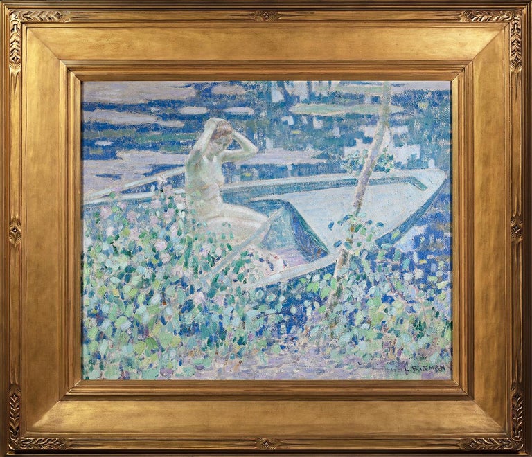 Nymph in a Boat - Painting by Louis Ritman