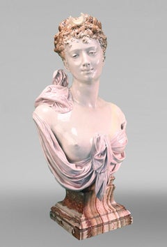 Louis-Robert CARRIER-BELLEUSE, Bust of Diana in earthenware, circa 1900