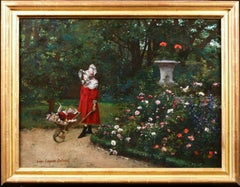 Antique La Jeune Jardiniere - Impressionist Painting by Louis Robert Carrier-Belleuse