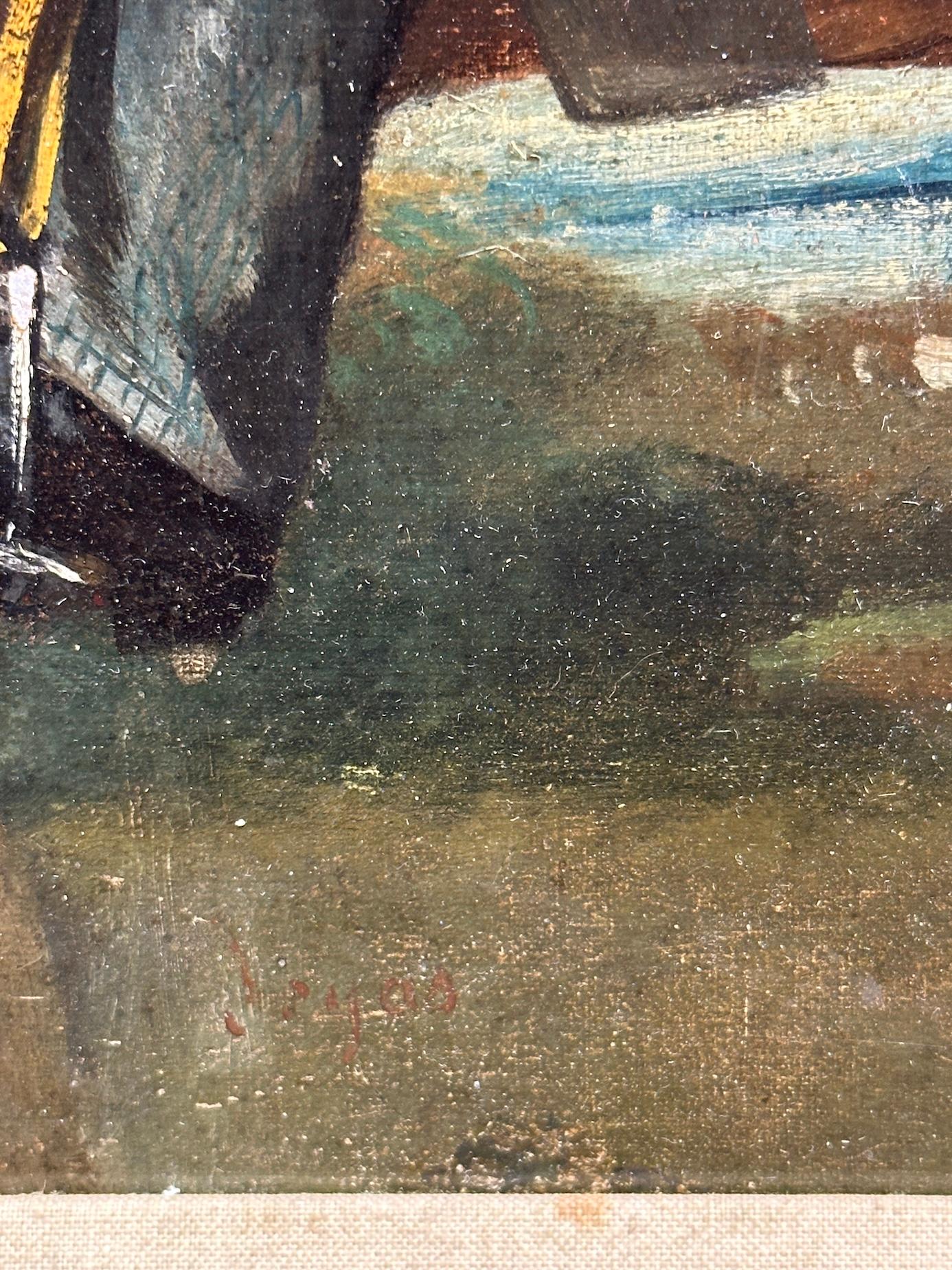 Retrato francés del siglo XIX de caballero a caballo con sombrero de copa en venta 1