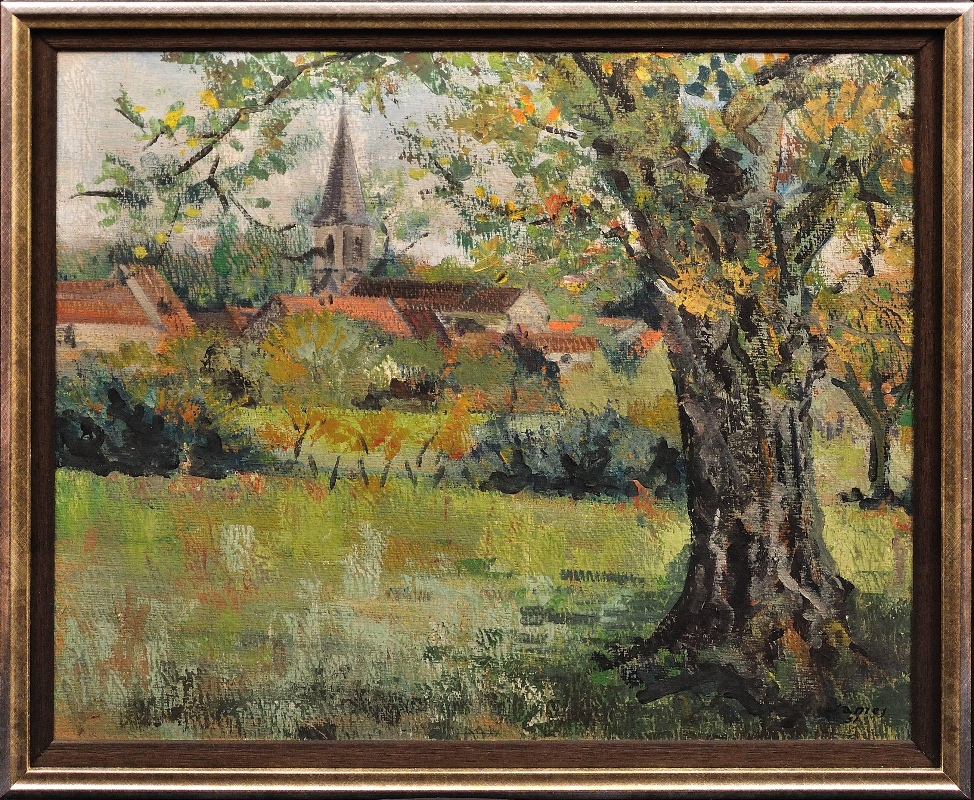 Louis Robert James Landscape Painting - Licey Sur Vingeanne, Cote D'Or, France. Original Oil Painting. Australian Artist