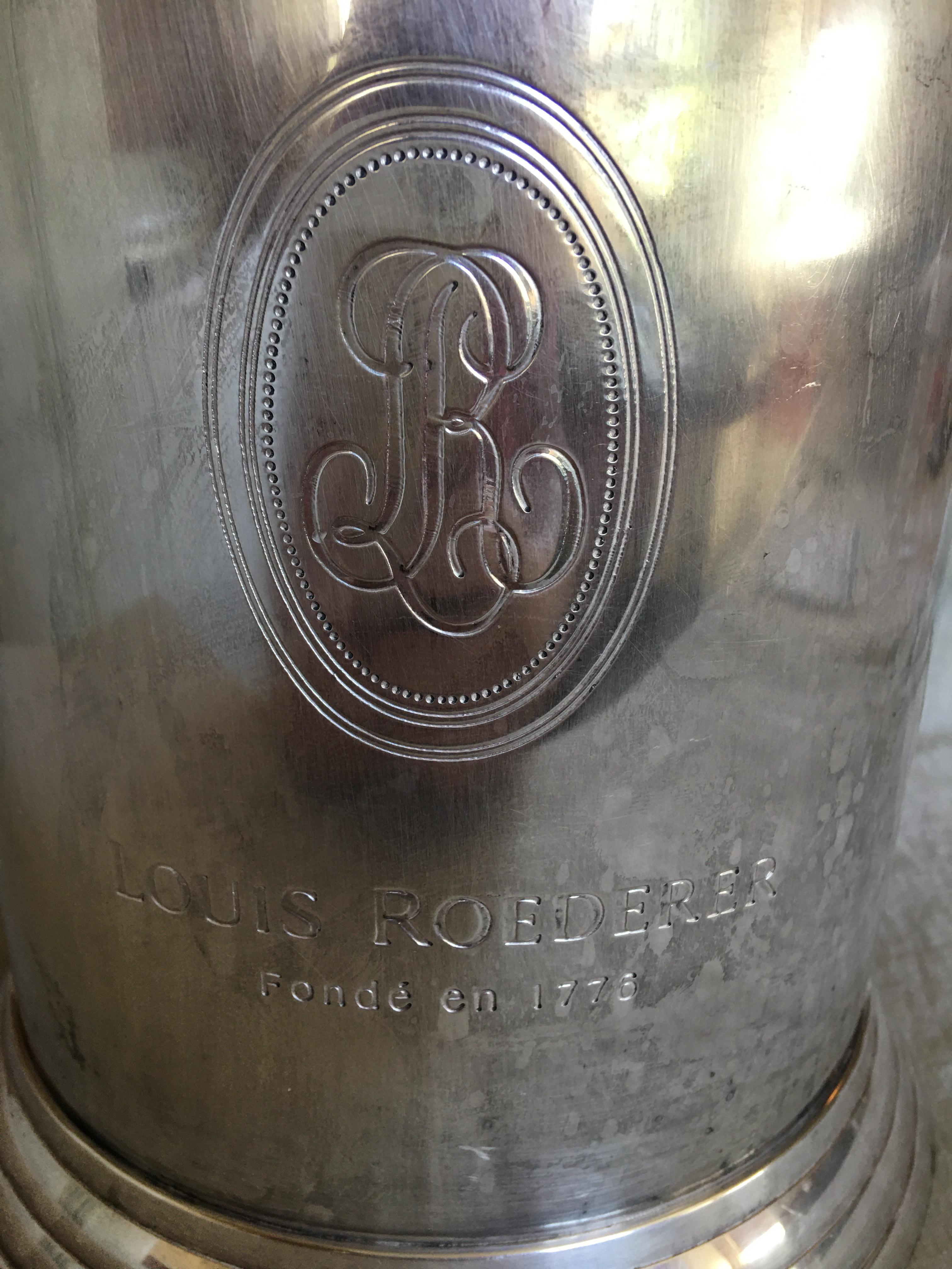 American Louis Roederer Silver Plate Champagne Bucket with Handles, 20th Century, Stamped