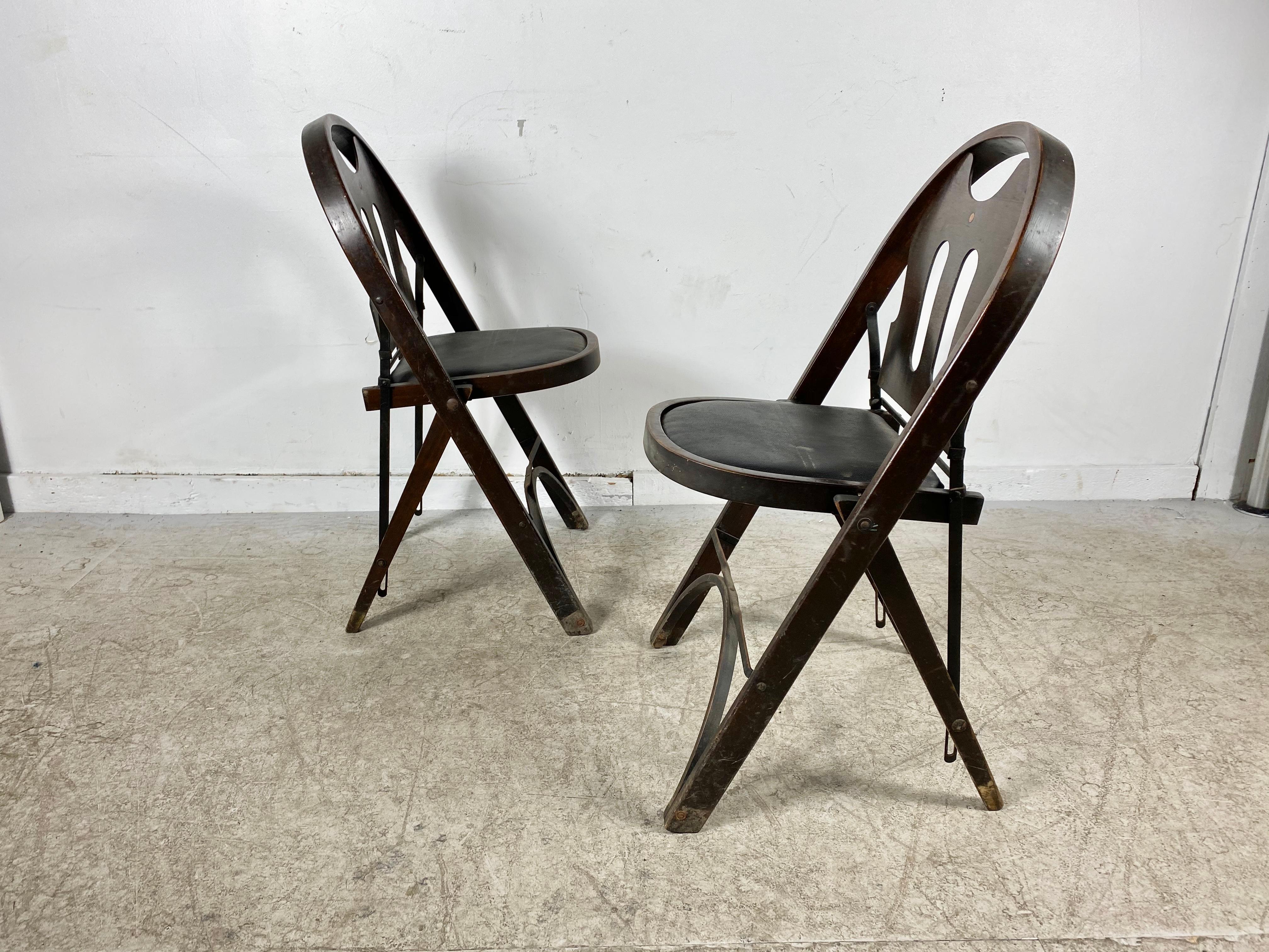 Louis Rostetter & Sons Turn of the Century Industrial Folding Chairs, SFMOMA In Good Condition In Buffalo, NY