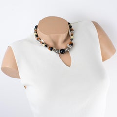 Louis Rousselet Art Deco Silver Plate and Galalith Puzzle Beads Choker Necklace