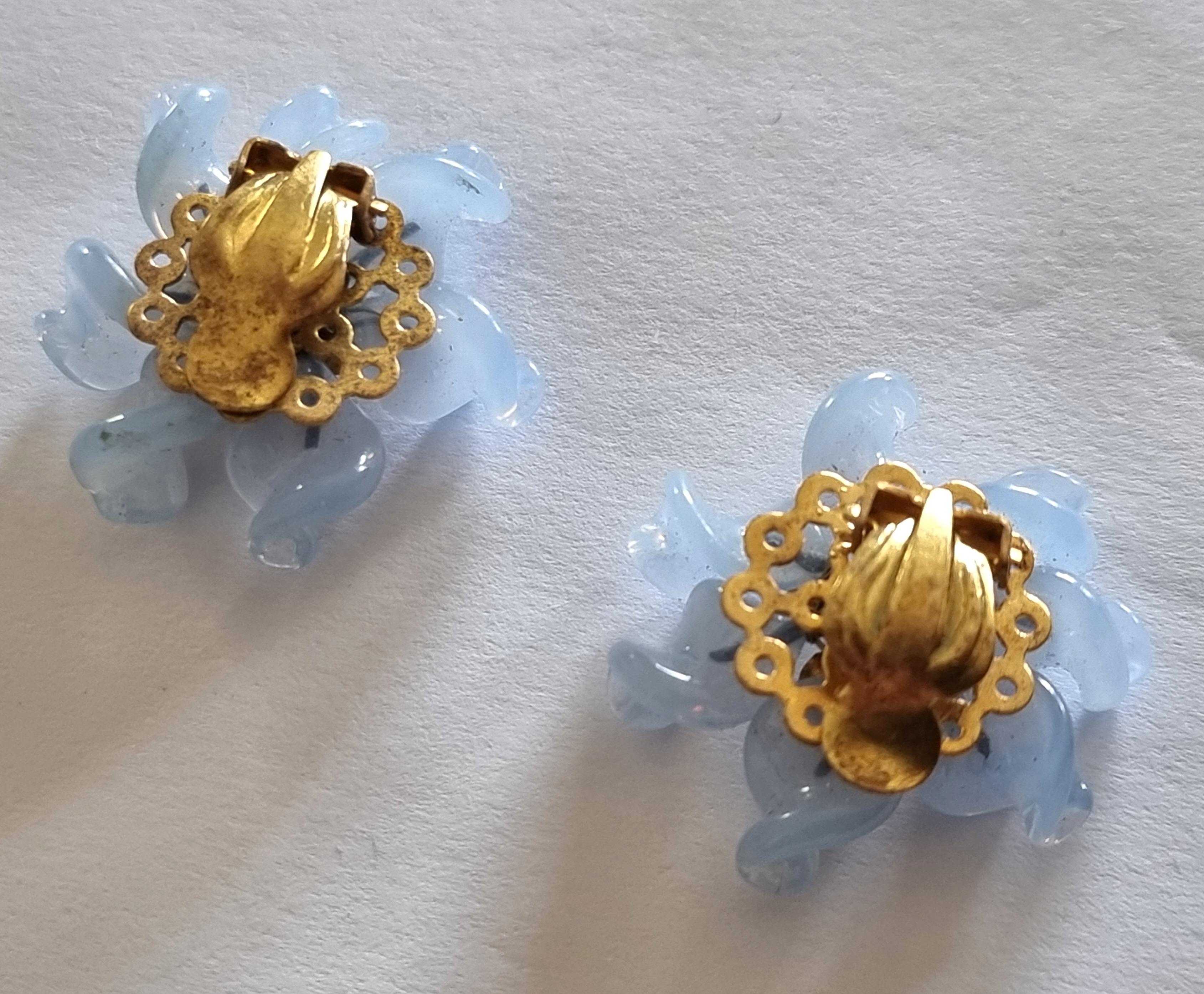 Louis ROUSSELET, Old clip-on Earrings, in glass, FRANCE 1940 For Sale 8