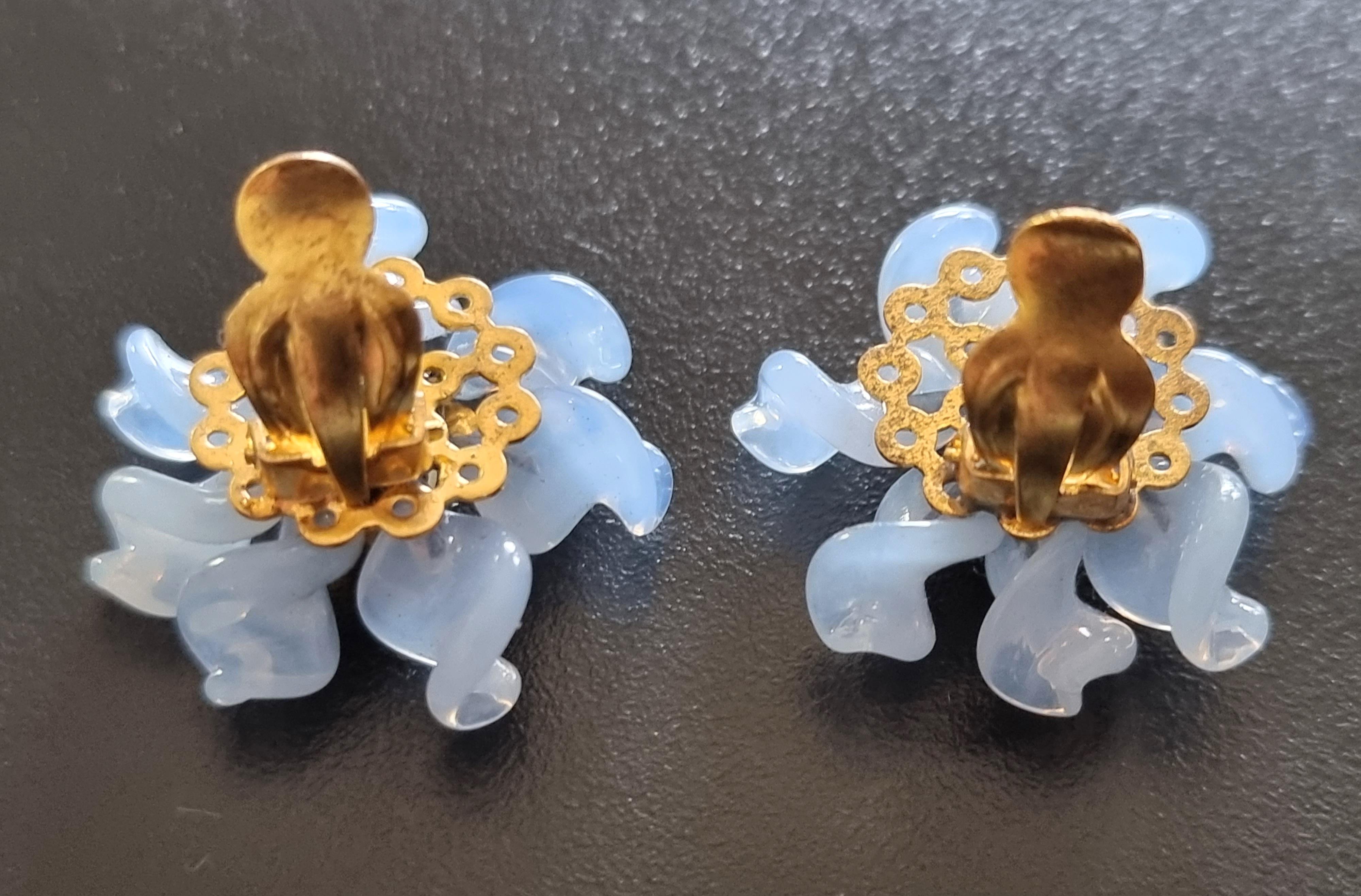 Louis ROUSSELET, Old clip-on Earrings, in glass, FRANCE 1940 For Sale 9