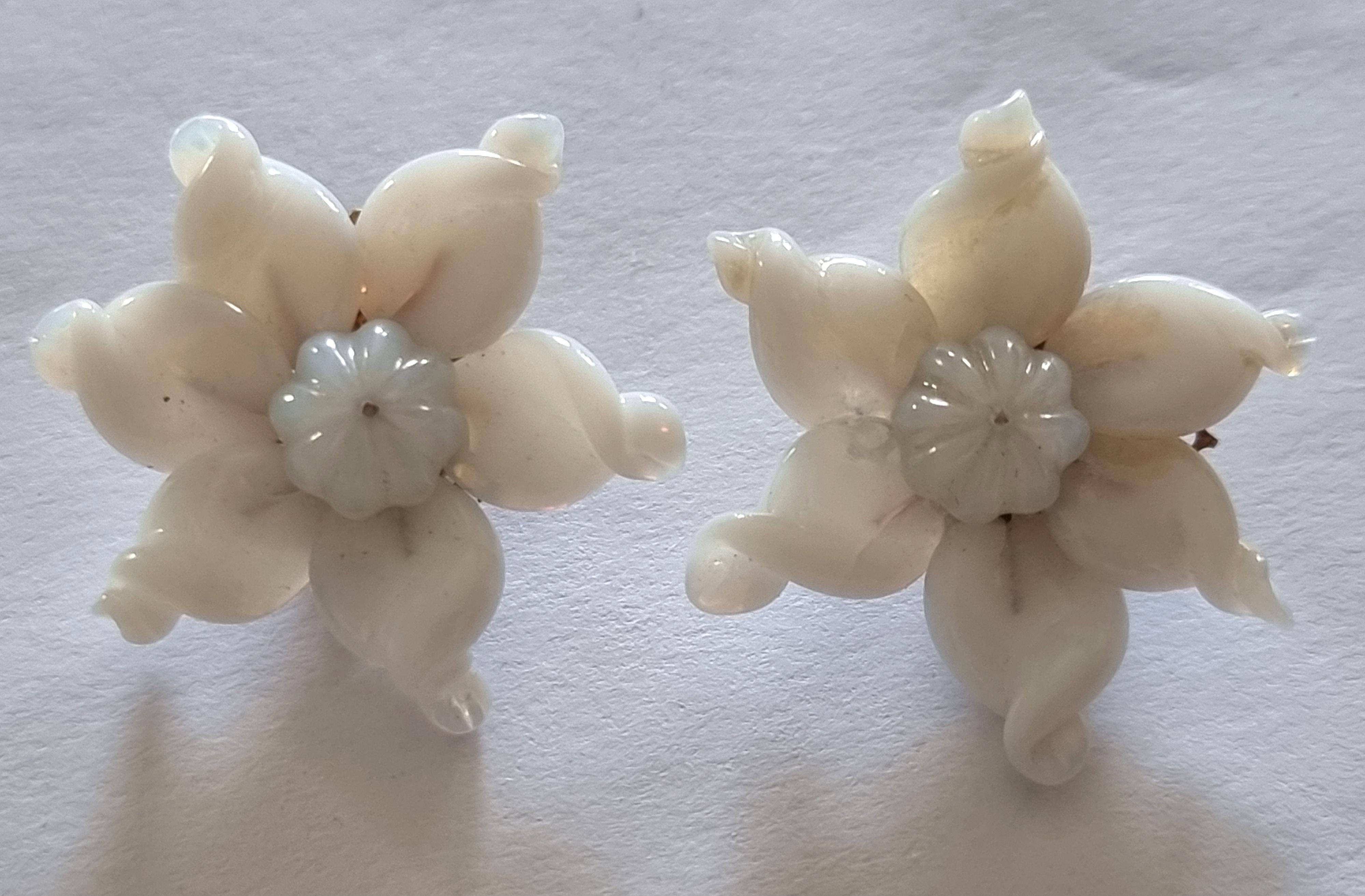 Louis ROUSSELET, Old clip-on Earrings, in glass, FRANCE 1940 For Sale 7