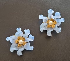 Louis ROUSSELET, Old clip-on Earrings, in glass, FRANCE 1940