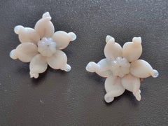 Louis ROUSSELET, Old clip-on Earrings, in glass, FRANCE 1940