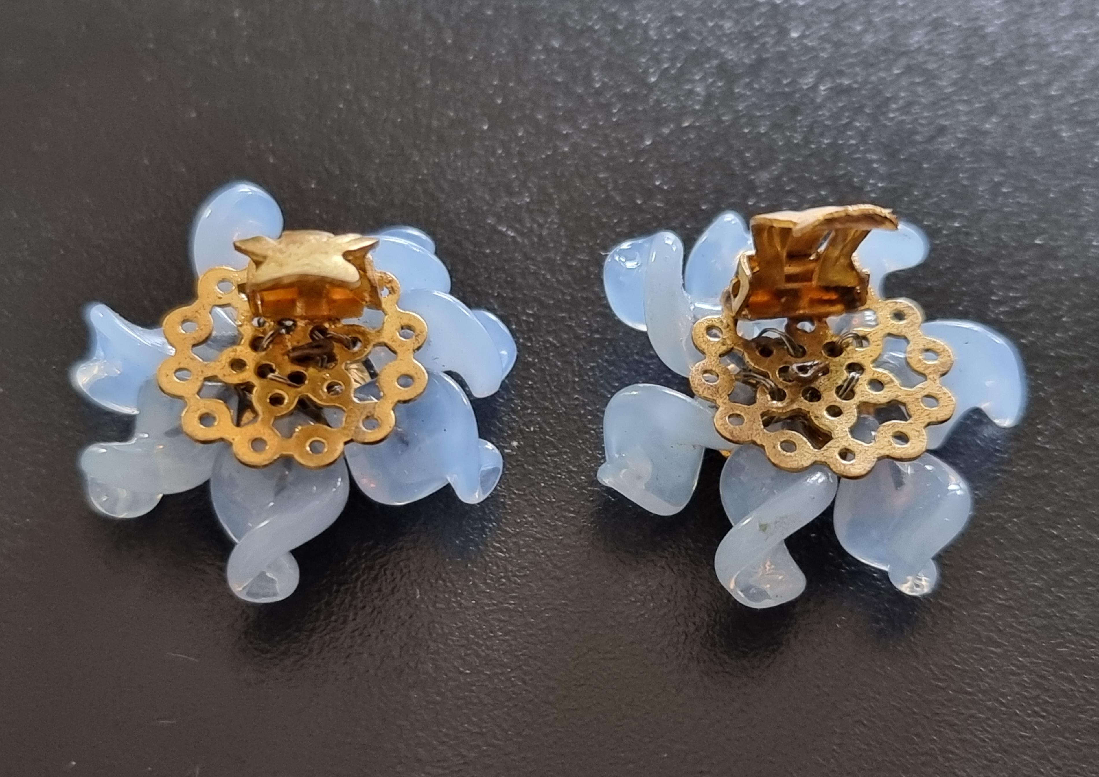 Louis ROUSSELET, Old clip-on Earrings, in glass, FRANCE 1940 For Sale 5