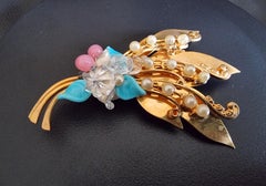 Louis ROUSSELET, Brooch in glass beads, FRANCE 1940, vintage