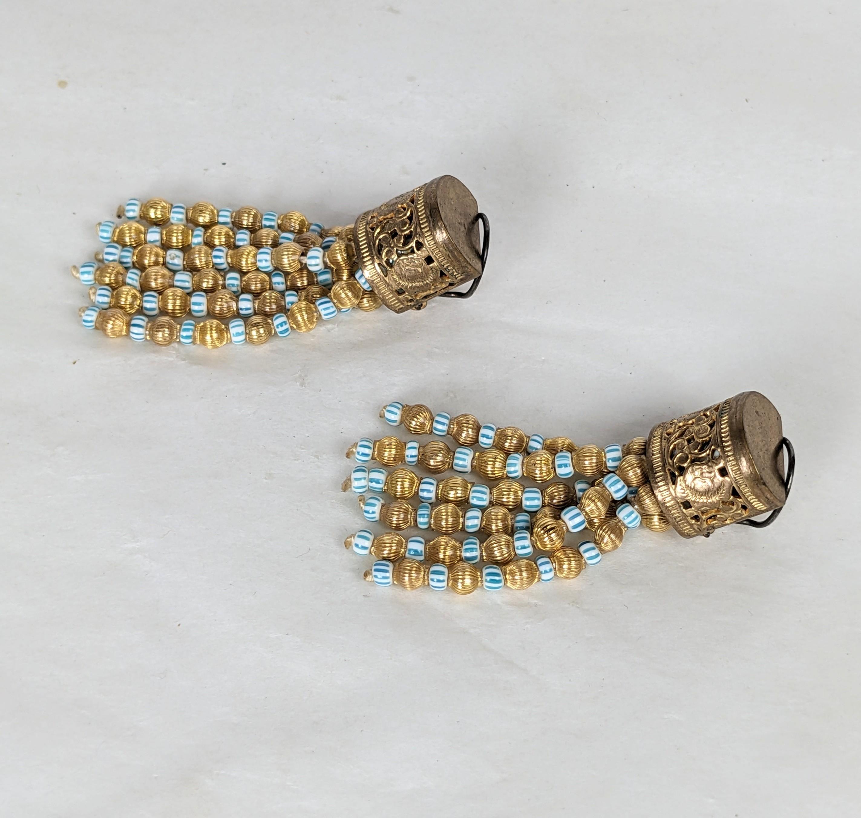 Louis Rousselet Chinoiserie Ohrclips mit Quasten (Anglo-indisch) im Angebot