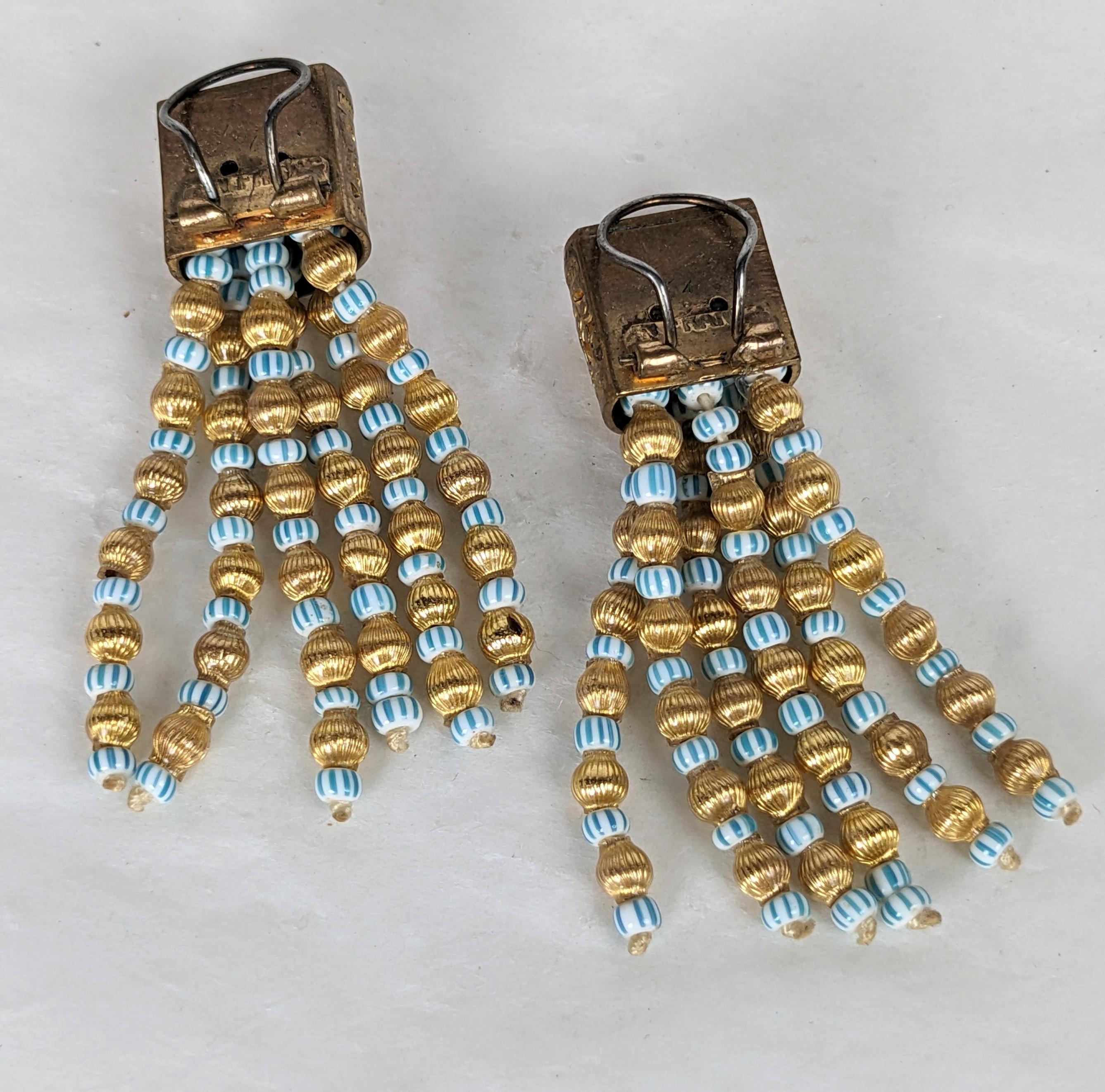 Louis Rousselet Chinoiserie Ohrclips mit Quasten im Zustand „Hervorragend“ im Angebot in New York, NY