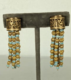 Louis Rousselet Chinoiserie Ohrclips mit Quasten