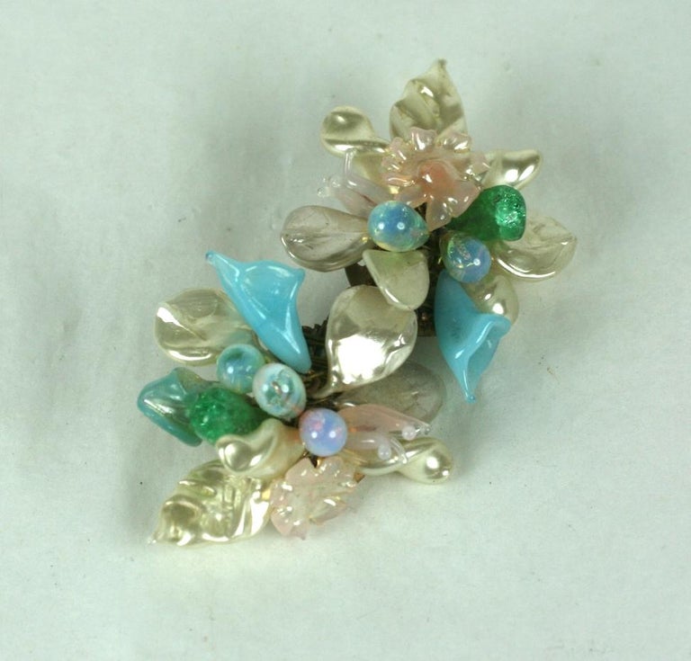 Superbe Broche Vintage Louis Roussellet Vert émeraude - Véritable Verre Coloré, Fabrication Française