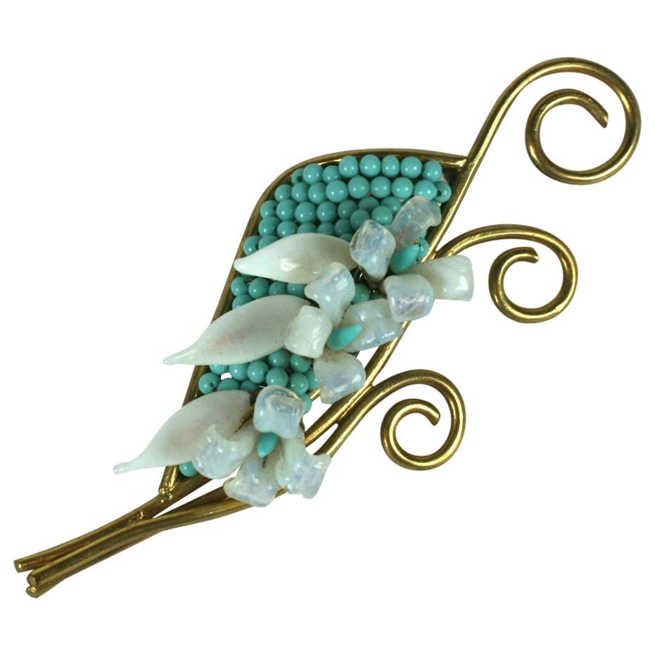 Louis Rousselet Floral Spray Brooch For Sale