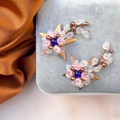 Louis Rousselet for Madeleine Rivière 1950s Glass Flowers and Stars Vintage Earr