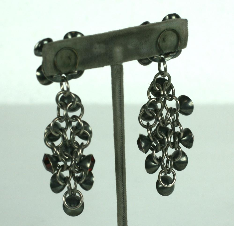 Art Deco Louis Rousselet French Crystal Chain Mail Earclips For Sale