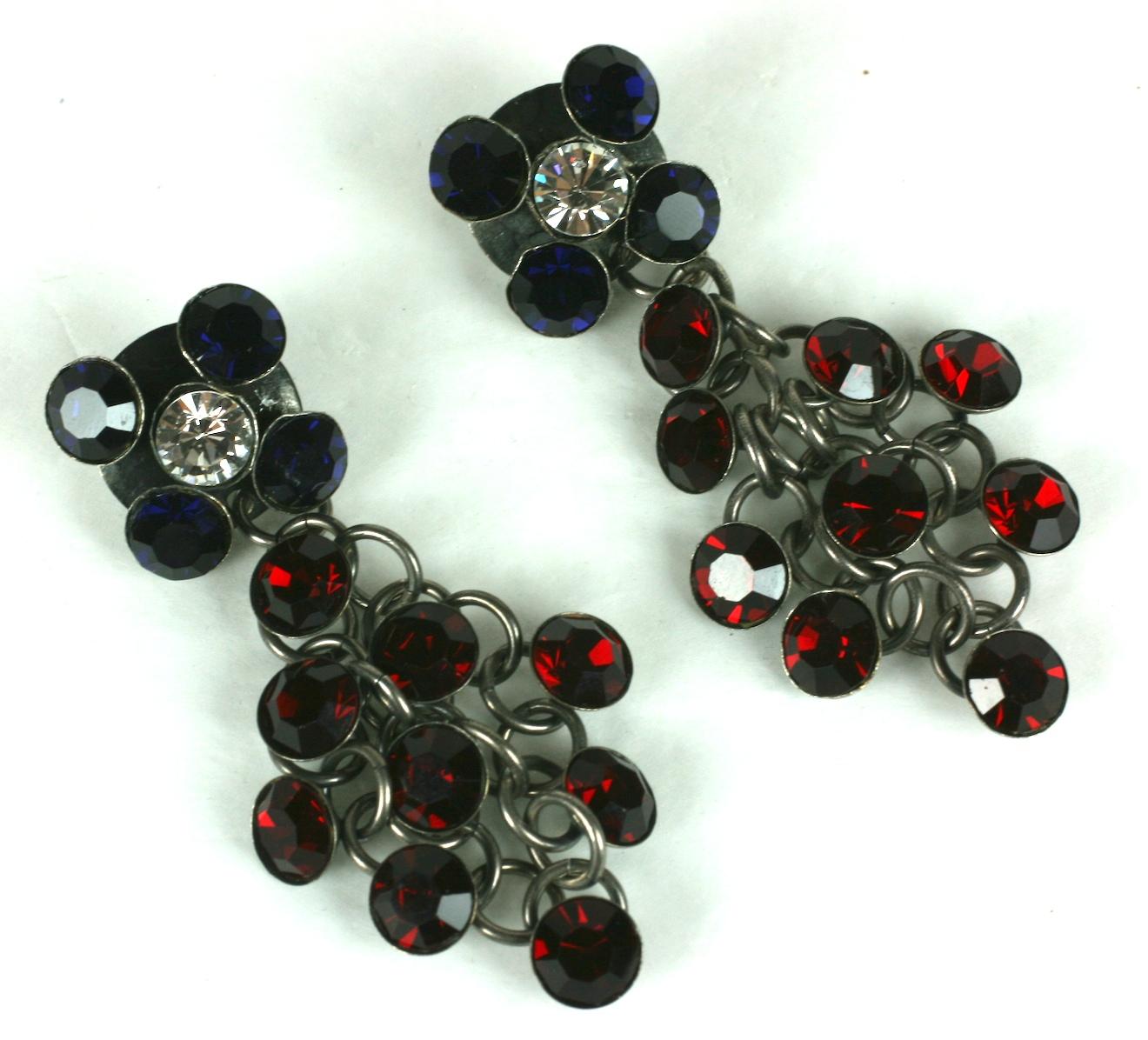 Französische Kristallketten-Ohrclips mit Kette von Louis Rousselet im Zustand „Hervorragend“ im Angebot in New York, NY