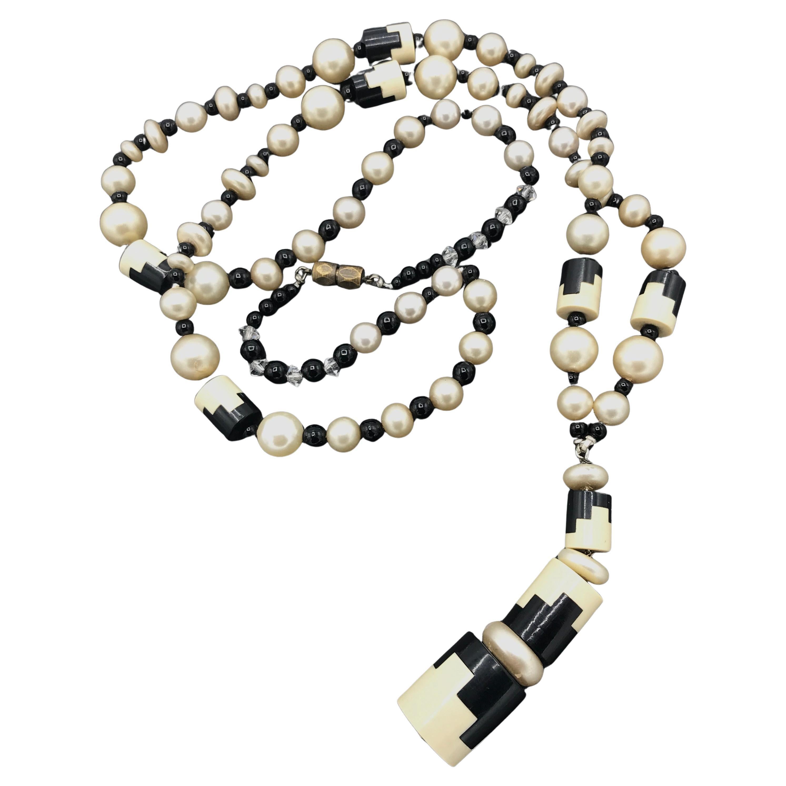 Louis Rousselet French Galalith Puzzle Bead Necklace For Sale