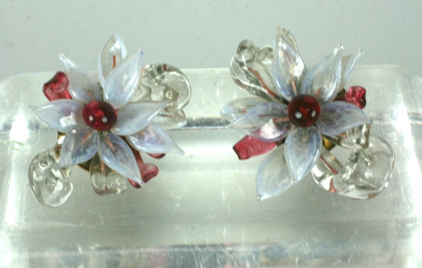 Louis Rousselet Large Flower Head Earclips In Excellent Condition For Sale In New York, NY