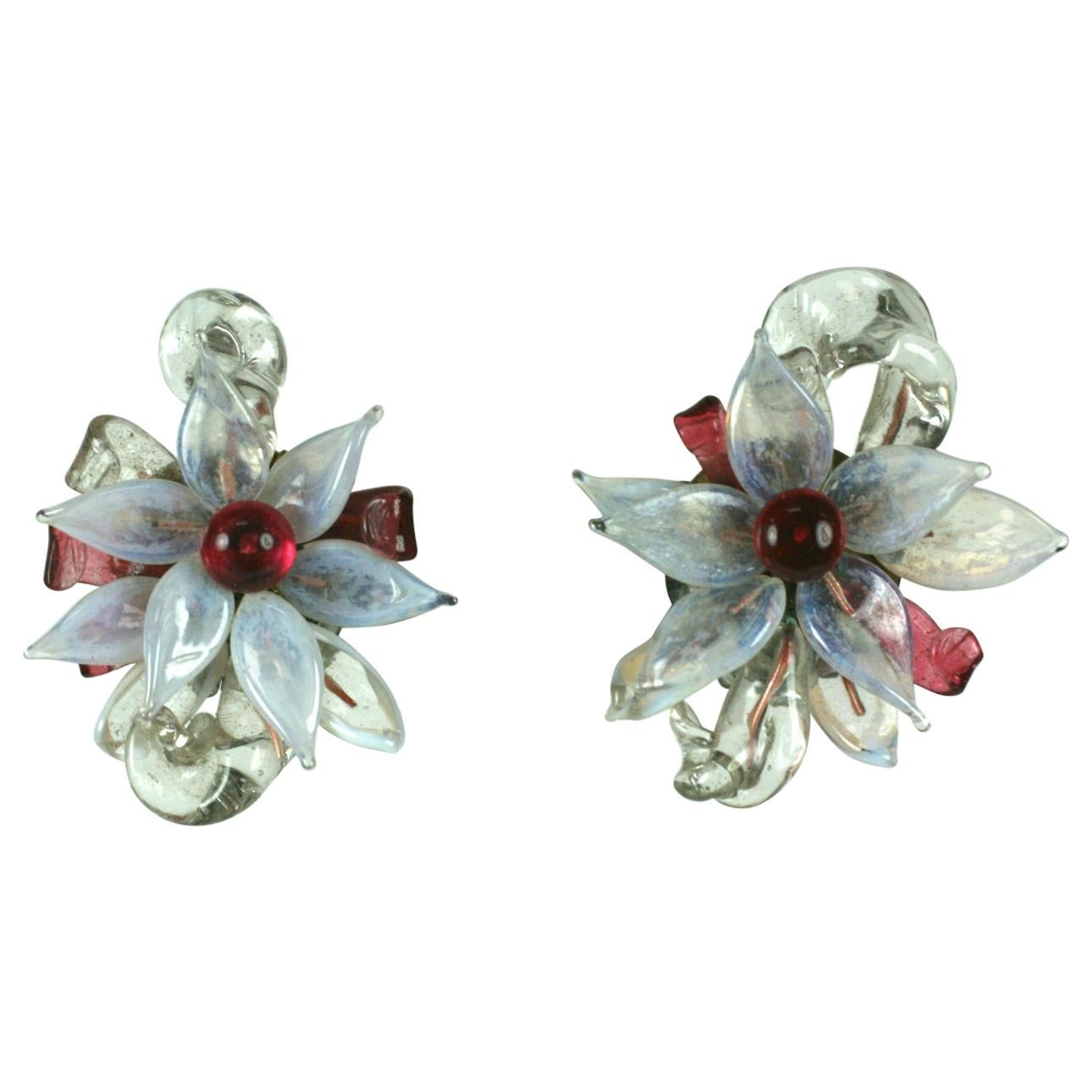 Louis Rousselet Large Flower Head Earclips