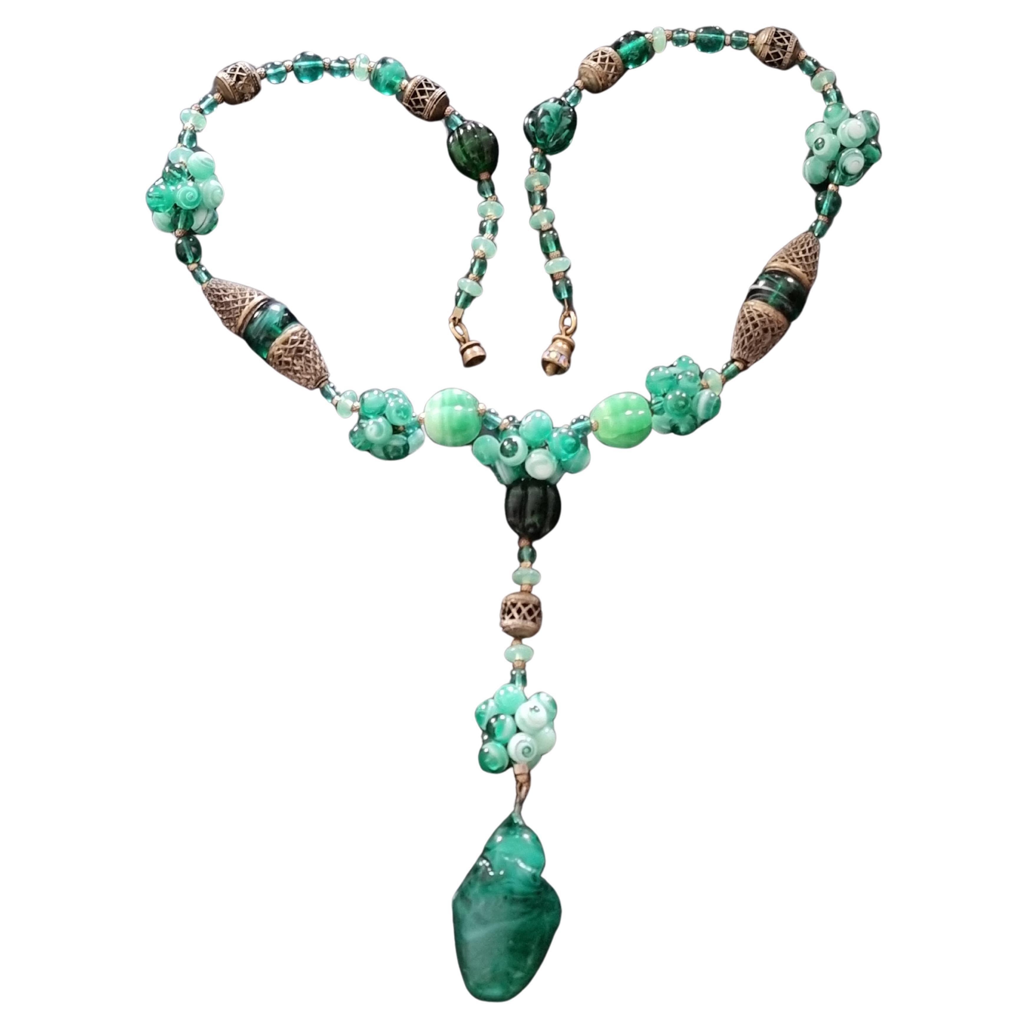 Vintage 1950's Louis Rousselet Paris Glass Necklace Bracelet