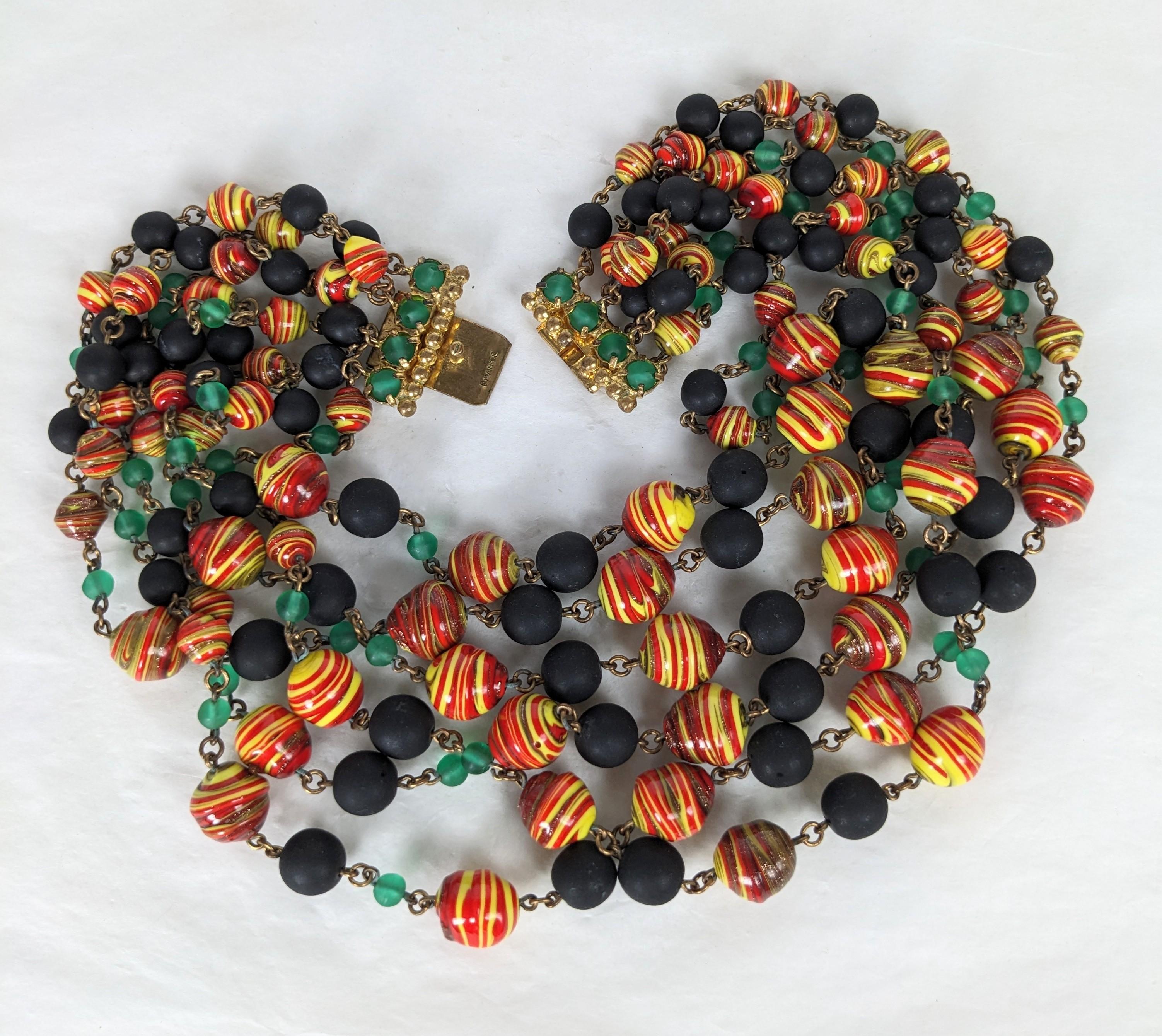 Louis Rousselet Multi Strand Venetian Glass Necklace In Excellent Condition For Sale In New York, NY