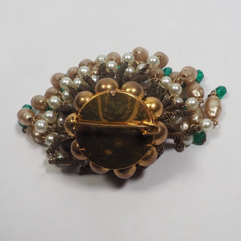 Louis Rousselet Nacre Pearl and Patte de Verre Brooch In Good Condition For Sale In London, GB