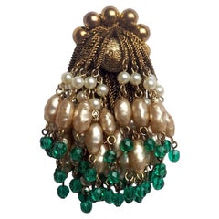 Used Louis Rousselet Nacre Pearl and Patte de Verre Brooch
