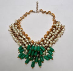 Louis Rousselet Nacre Pearl and Patte de Verre Necklace