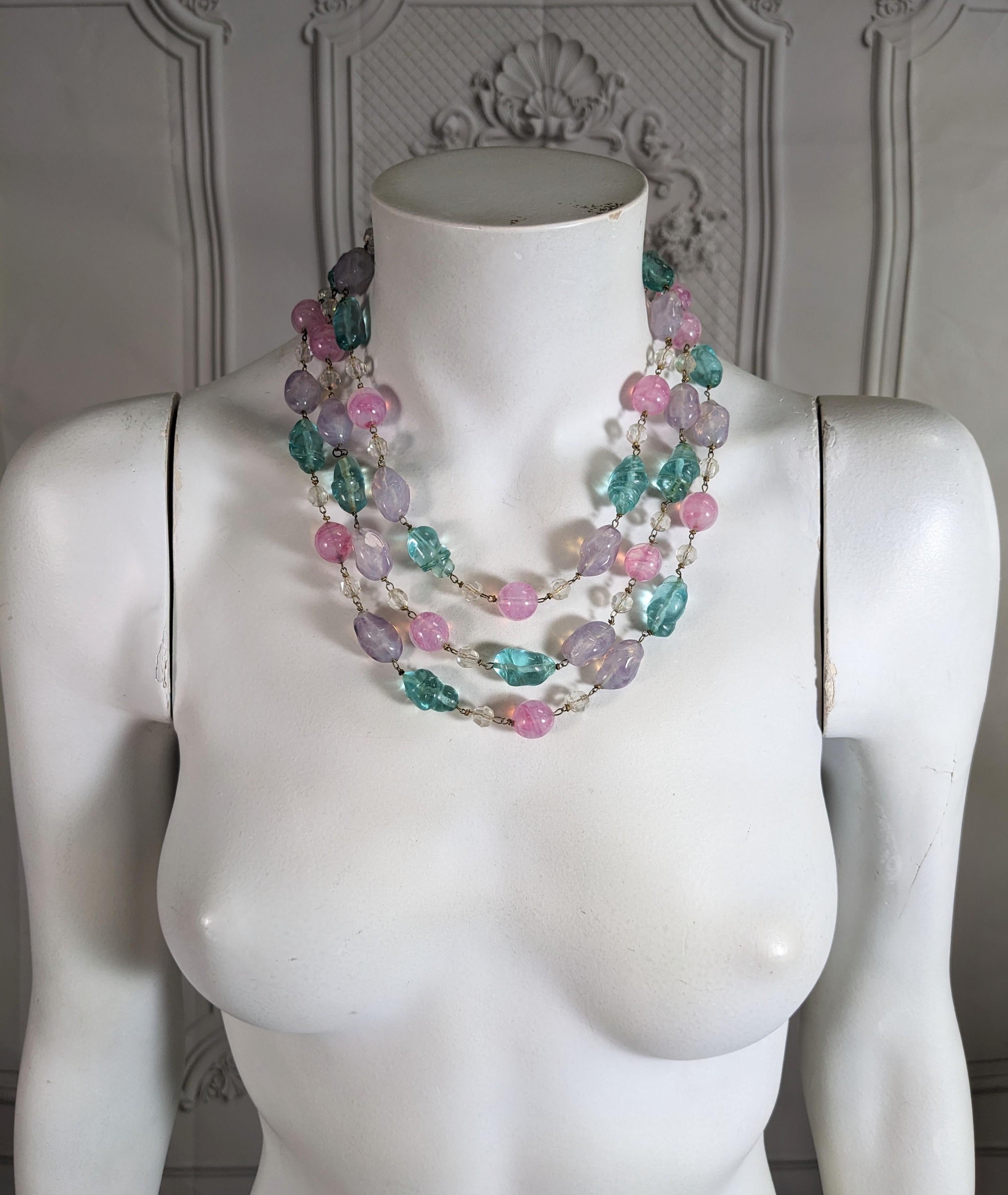 Louis Rousselet Pastel Bead Necklace In Excellent Condition For Sale In New York, NY