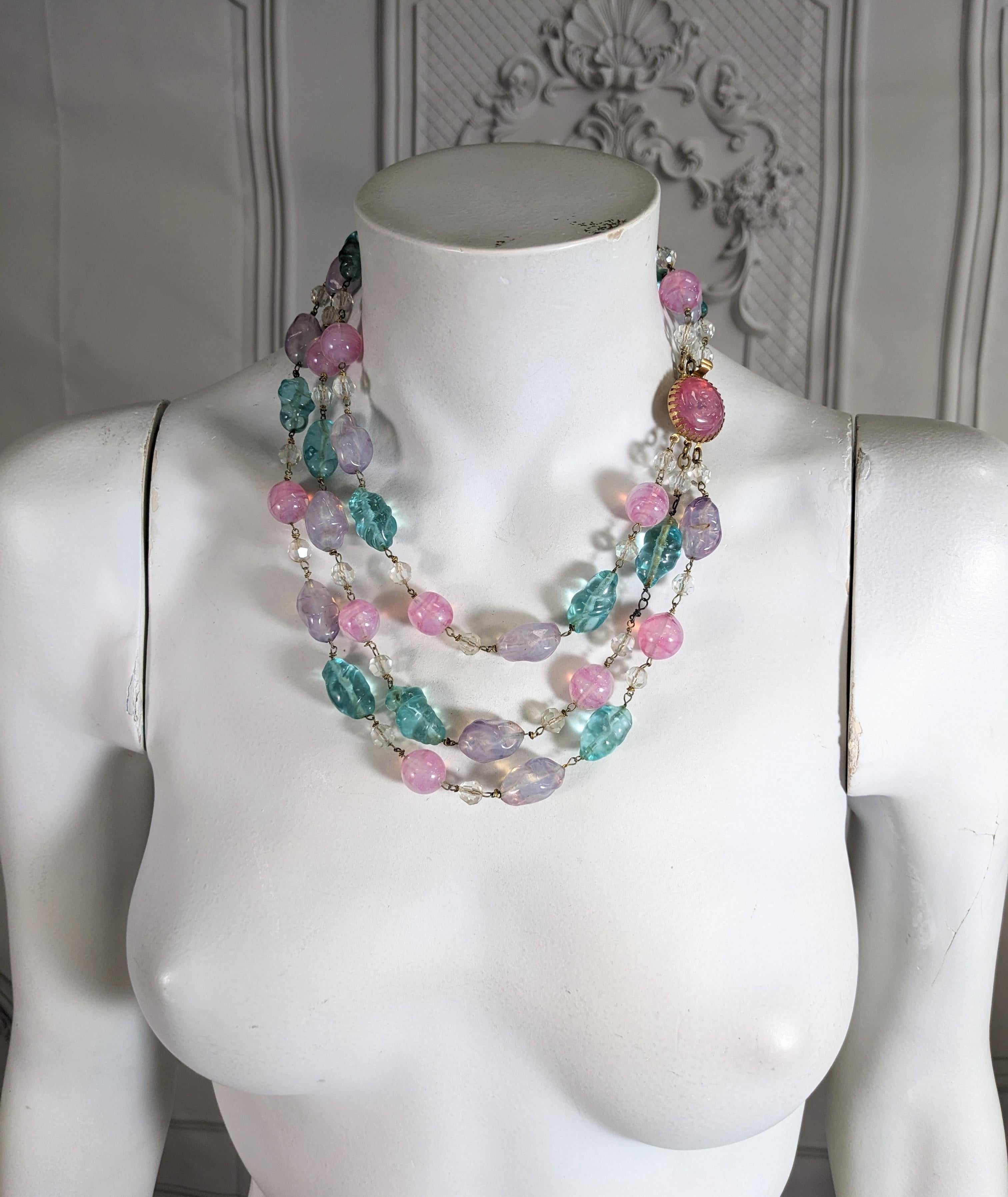 Louis Rousselet Pastel Bead Necklace In Excellent Condition For Sale In New York, NY