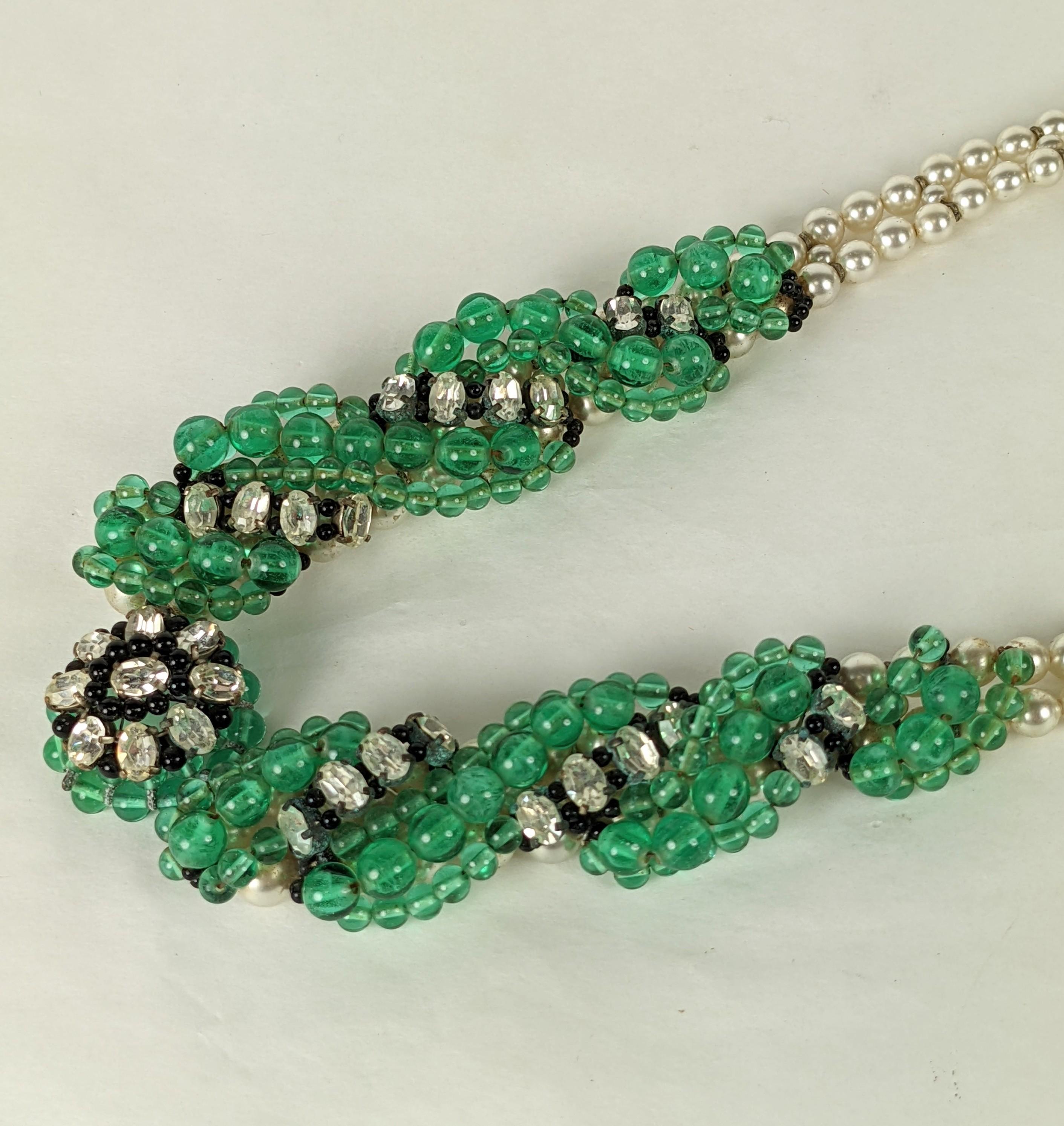 Louis Rousselet Pearl and Emerald Necklace In Good Condition In New York, NY
