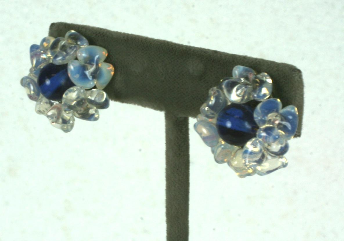 Romantic Louis Rousselet Sapphire and Opaline Earclips For Sale