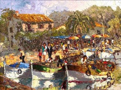 "Saint Mandrier sur Mer, France" Marine Landscape Oil Painting on Canvas Framed