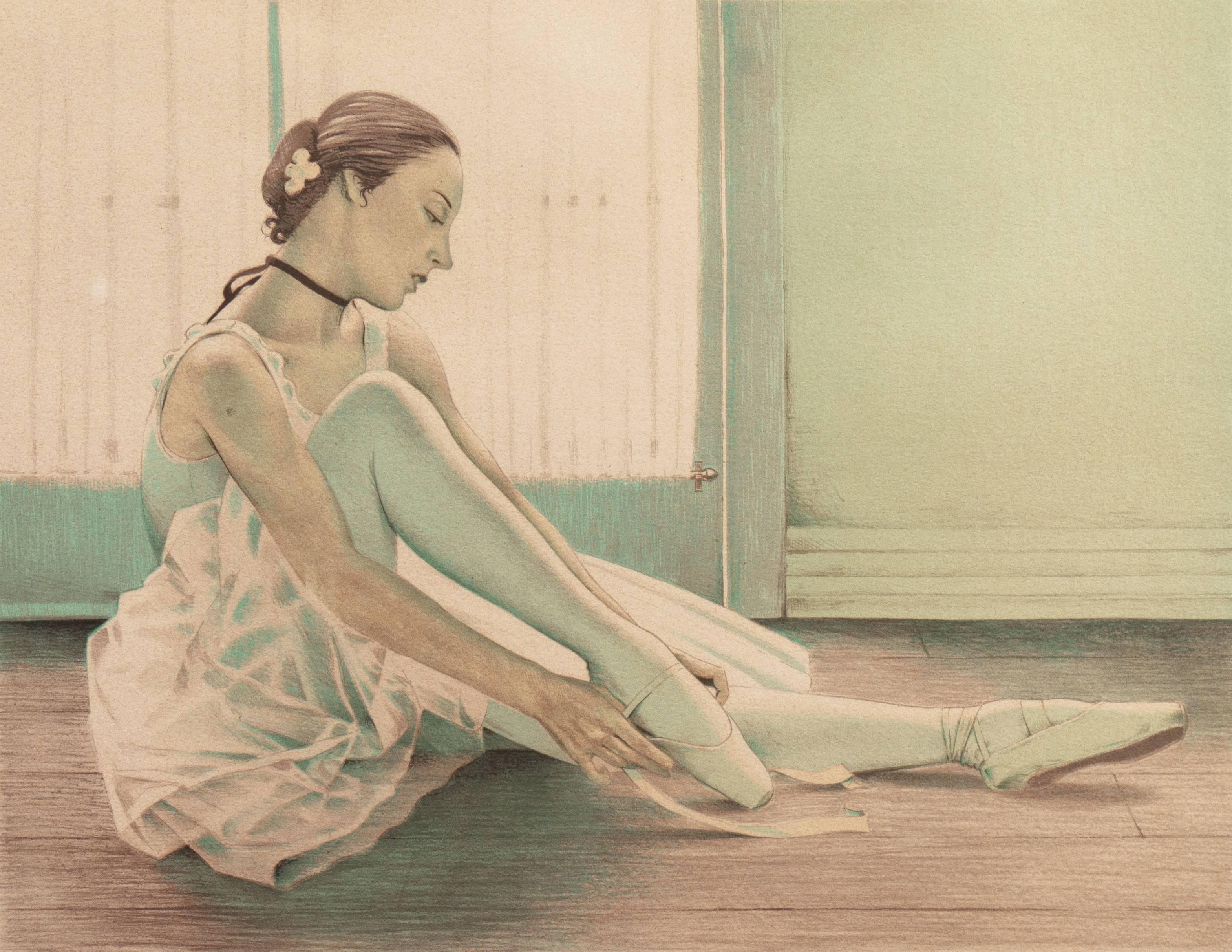 Louis Russomanno Interior Print - 'Young Ballerina', American Impressionist, National Academy of Design, New York