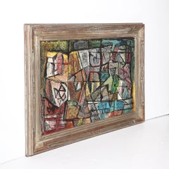 Mid-Century Abstract Textural Composition in Oil on Canvas Painting